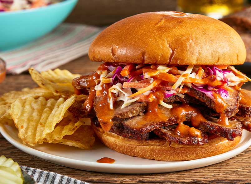 Oven Braised Brisket Sandwiches With Homemade Barbecue Sauce and